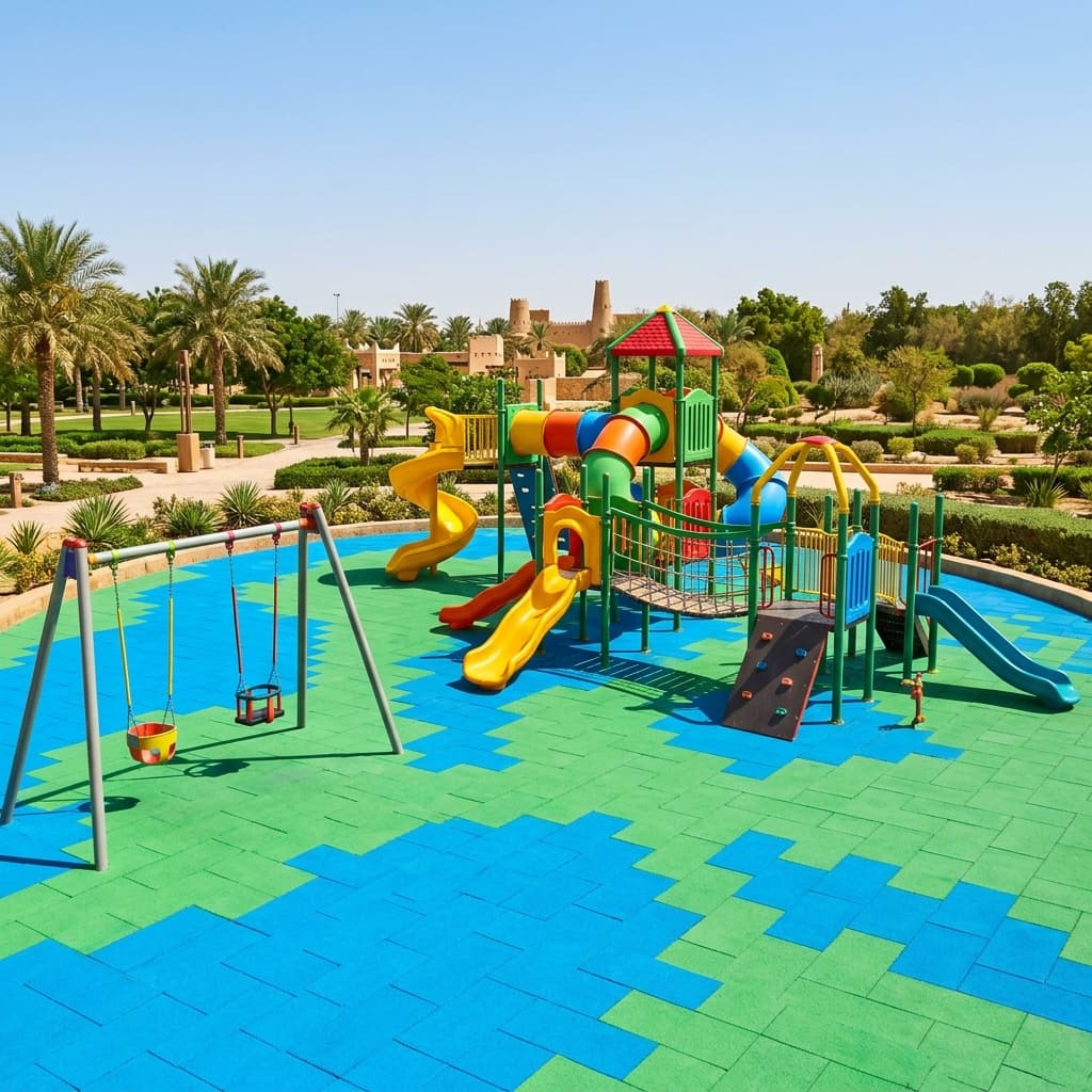 أرضيات مطاطية للملاعب ومناطق الألعاب — الأمان أولاً